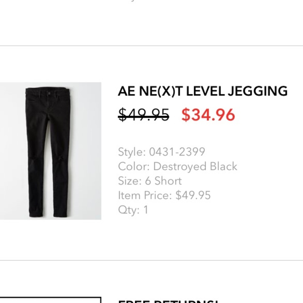 America eagle distressed black denim jeans